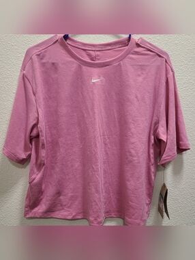 Nike Short Sleeve Crewneck Shirt in Pink with White Swoosh